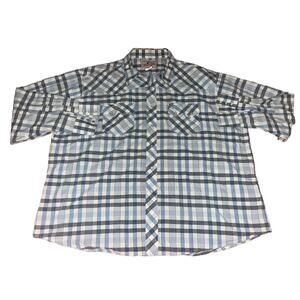 Vintage Wrangler Western Pearl Snap Shirt Mens 4XL Sawtooth Pockets Cowboy Blue